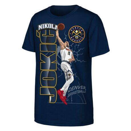 Nikola Jokić Denver Nuggets Outerstuff Youth Height T-Shirt - Navy - Front View