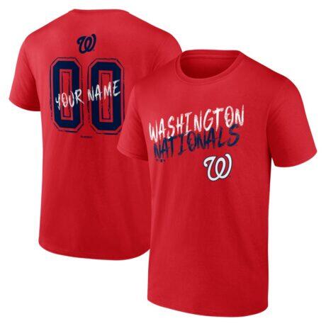 Washington Nationals Hustle Personalized Name & Number T-Shirt - Red - Front View