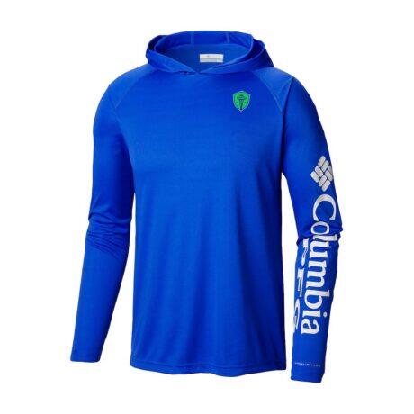Seattle Sounders FC Columbia Terminal Tackle Omni-Wick Hoodie - Blue - Front View