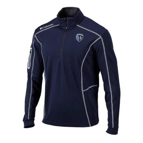 Sporting Kansas City Columbia Omni-Wick Shotgun Quarter-Zip Pullover - Navy - Front View