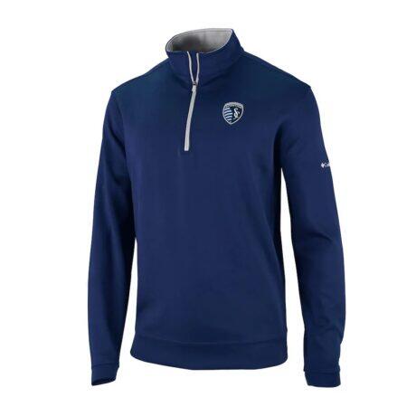 Sporting Kansas City Columbia Wickhams Hills Omni-Wick Quarter-Zip Pullover - Navy - Front View