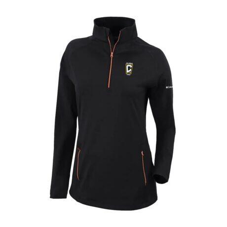 Columbus Crew Columbia Women's Outward Nine Omni-Wick Quarter-Zip Pullover - Black - Front View