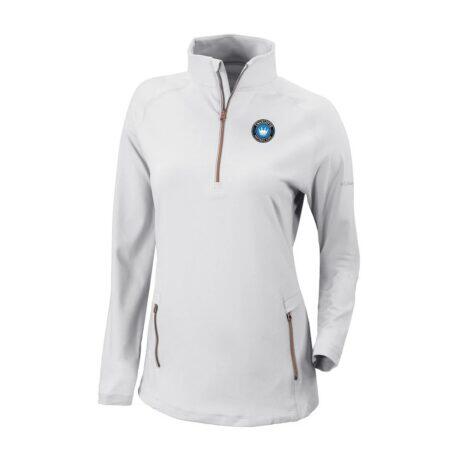 Charlotte FC Columbia Women's Outward Nine Omni-Wick Quarter-Zip Pullover - White - Front View