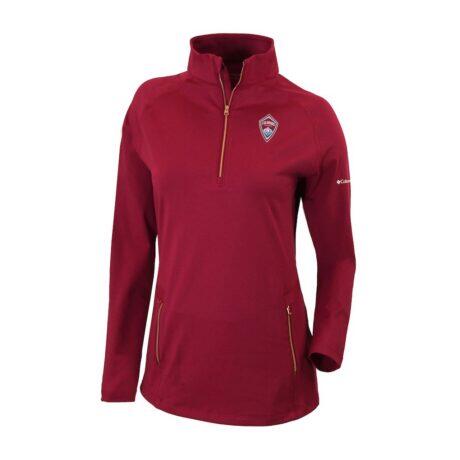 Colorado Rapids Columbia Women's Outward Nine Omni-Wick Quarter-Zip Pullover - Red - Front View