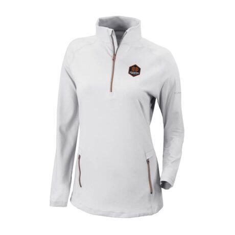 Houston Dynamo FC Columbia Women's Outward Nine Omni-Wick Quarter-Zip Pullover - White - Front View