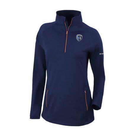 Sporting Kansas City Columbia Women's Outward Nine Omni-Wick Quarter-Zip Pullover - Navy - Front View
