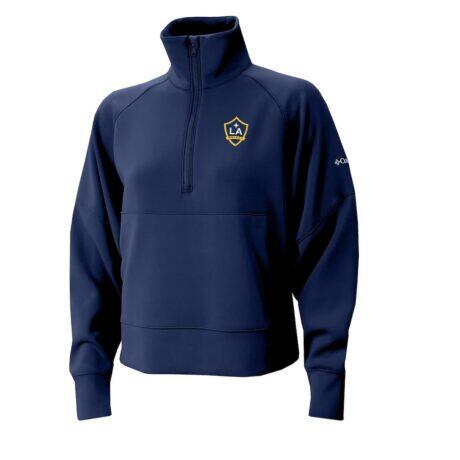 LA Galaxy Columbia Women's Wickhams Hills Raglan Omni-Wick Half-Zip Pullover - Navy - Front View