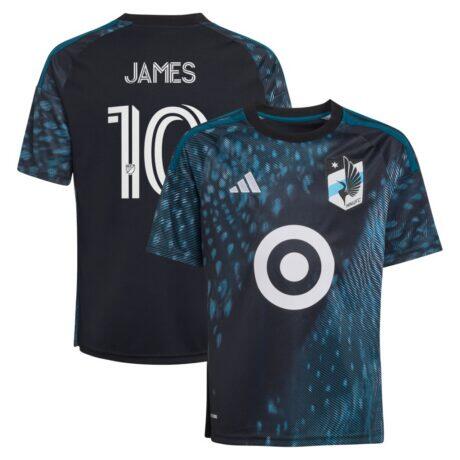 James Rodriguez Minnesota United FC adidas Youth 2026 The Decade Kit Replica Jersey - Black - Front View