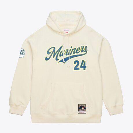 Ken Griffey Jr. Seattle Mariners Mitchell & Ness Throwback Name & Number Hoodie - Cream - Front View