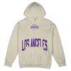 Los Angeles Lakers Stadium Essentials Unisex Surrender Hoodie - Cream - Front View