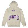 Los Angeles Lakers Stadium Essentials Unisex Surrender Hoodie - Cream - Side View
