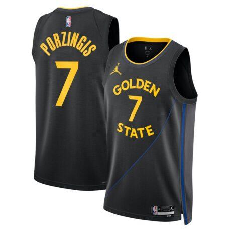 Kristaps Porziņģis Golden State Warriors Jordan Brand Unisex Swingman Jersey - Black - Front View