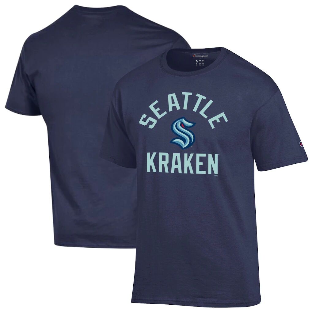 Seattle Kraken Champion Primary Logo Jersey T-Shirt - Deep Sea Blue