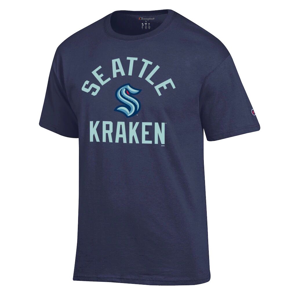 Seattle Kraken Champion Primary Logo Jersey T-Shirt - Deep Sea Blue