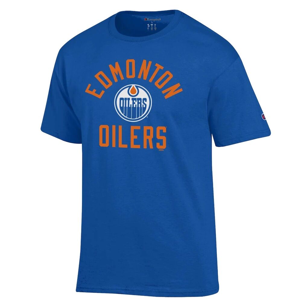 Edmonton Oilers Champion Primary Logo Jersey T-Shirt - Royal