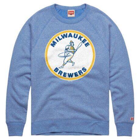 Milwaukee Brewers Homage Cooperstown Collection Raglan Tri-Blend Sweatshirt - - Front View