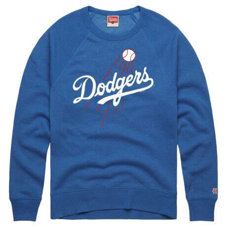 Los Angeles Dodgers Homage Cooperstown Collection Raglan Tri-Blend Sweatshirt - - Front View