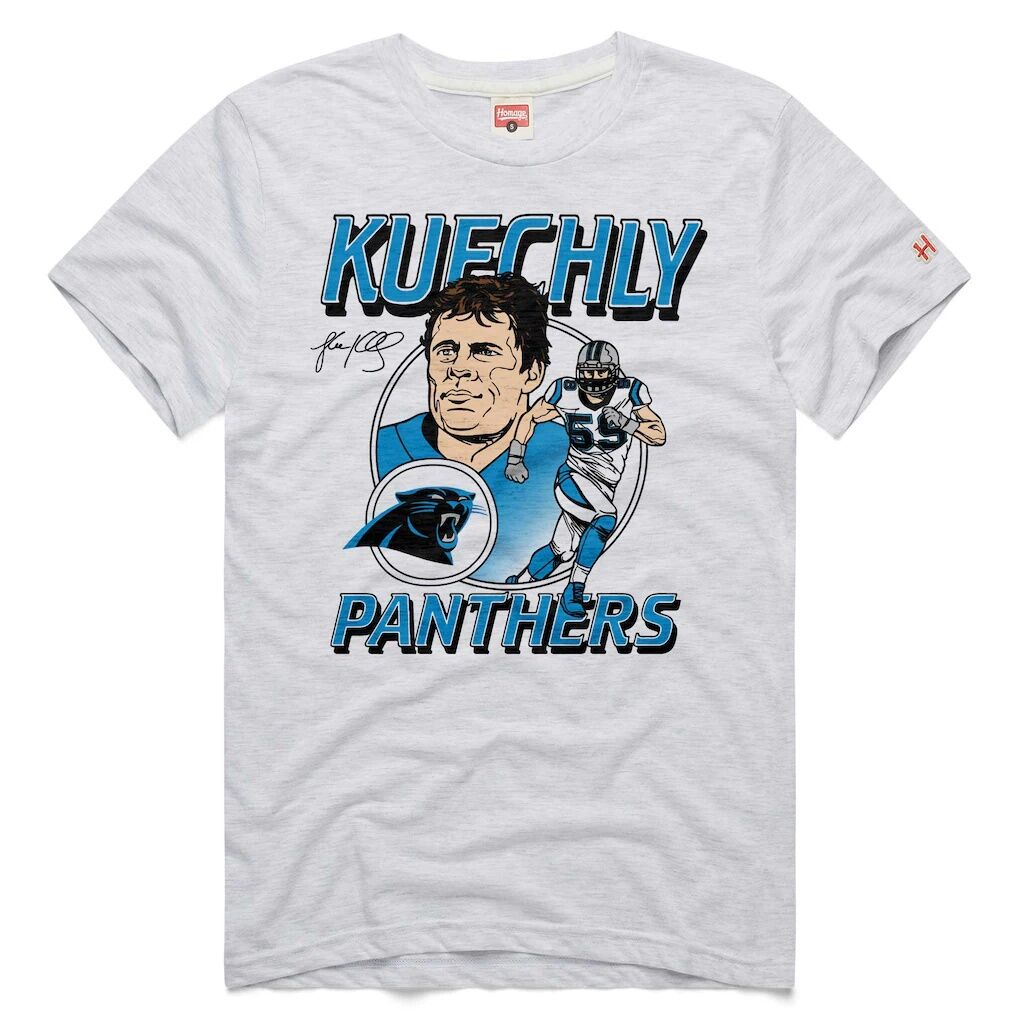 Luke Kuechly Carolina Panthers Homage Unisex Classic Illustration Tri-Blend T-Shirt - Ash