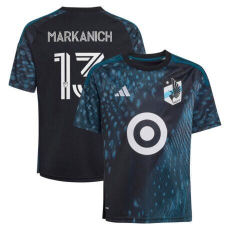 Anthony Markanich Minnesota United FC adidas Youth 2026 The Decade Kit Replica Jersey - Black - Front View