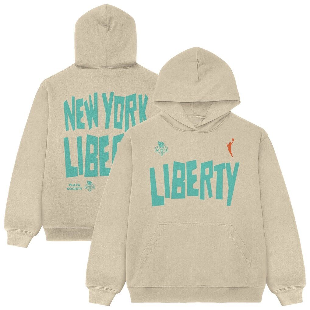 New York Liberty Playa Society Unisex Established Hoodie - Oatmeal