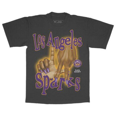 Los Angeles Sparks Playa Society Unisex Sketch T-Shirt - Black - Front View