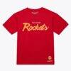 Houston Rockets Mitchell & Ness Vintage Wordmark T-Shirt - Red - Back View