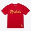 Houston Rockets Mitchell & Ness Vintage Wordmark T-Shirt - Red - Front View