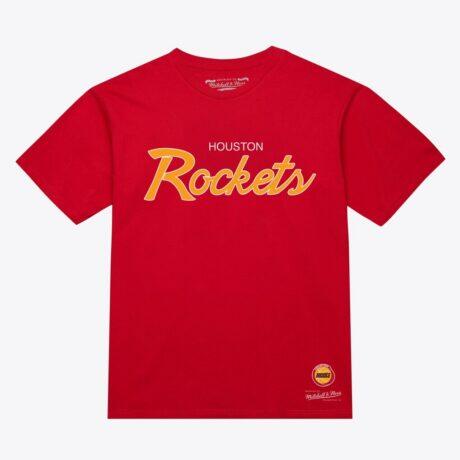 Houston Rockets Mitchell & Ness Vintage Wordmark T-Shirt - Red - Front View