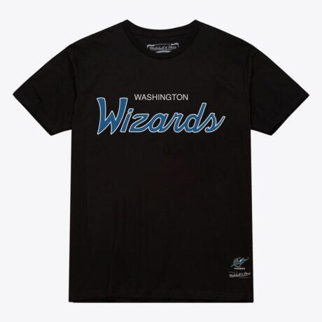 Washington Wizards Mitchell & Ness Vintage Wordmark T-Shirt - Black - Front View