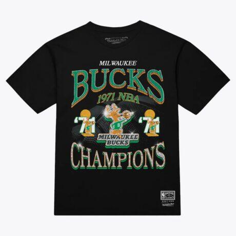 Milwaukee Bucks Mitchell & Ness Champions Era T-Shirt - Black - Front View