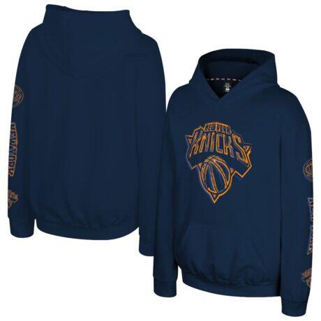 New York Knicks Stadium Essentials Youth Legends Elementized Hoodie - Navy - Front View