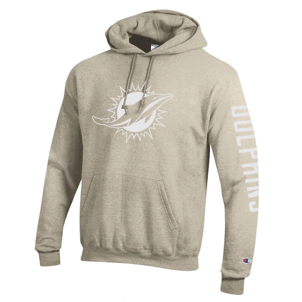 Miami Dolphins Champion Powerblend Hoodie - Oatmeal