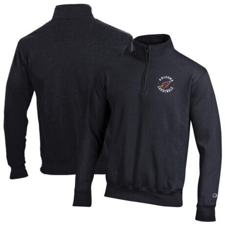 Arizona Cardinals Champion Powerblend Quarter-Zip Pullover - Black - Front View