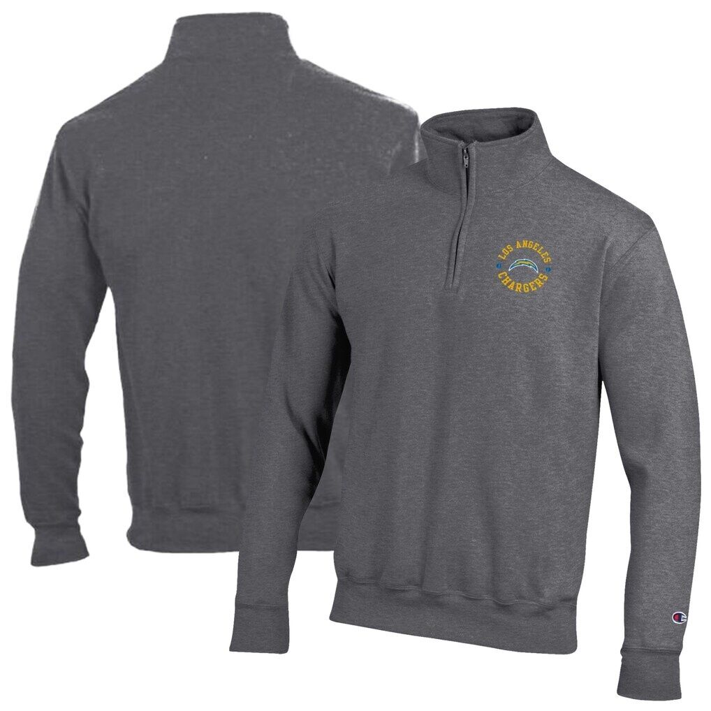 Los Angeles Chargers Champion Powerblend Quarter-Zip Pullover - Heather Gray