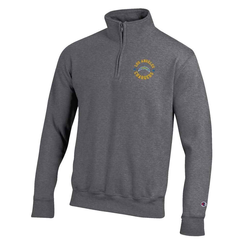 Los Angeles Chargers Champion Powerblend Quarter-Zip Pullover - Heather Gray