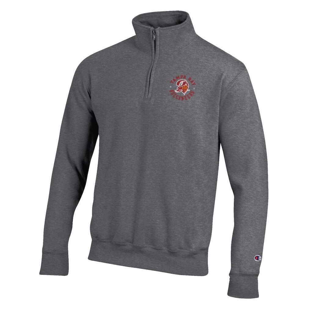 Tampa Bay Buccaneers Champion Powerblend Quarter-Zip Pullover - Pewter