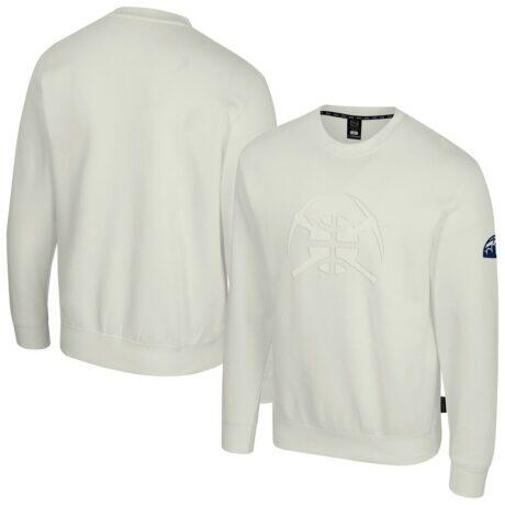 Denver Nuggets Stadium Essentials Unisex Debossed Monochrome Logo Sweatshirt - Cream - Front View