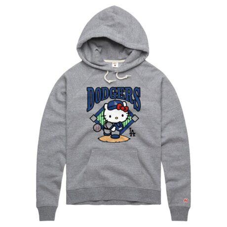 Homage Women's Hello Kitty x Los Angeles Dodgers Pitch Tri-Blend Hoodie - Gray - Front View