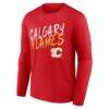 Calgary Flames Hustle Personalized Name & Number Long Sleeve T-Shirt - Red - Side View