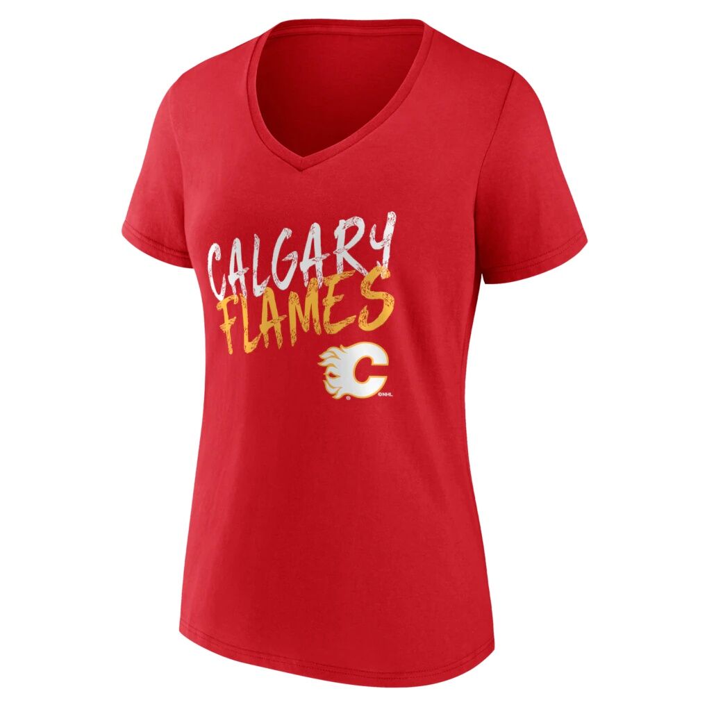 Calgary Flames Women's Hustle Personalized Name & Number V-Neck T-Shirt