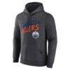 Edmonton Oilers Hustle Personalized Name & Number Hoodie - Charcoal - Side View