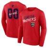 Florida Panthers Hustle Personalized Name & Number Long Sleeve T-Shirt - Red - Front View