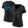 San Jose Sharks Women's Hustle Personalized Name & Number V-Neck T-Shirt - Black - Front View