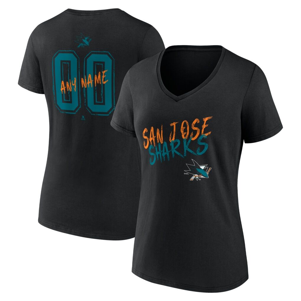 San Jose Sharks Women's Hustle Personalized Name & Number V-Neck T-Shirt