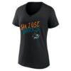 San Jose Sharks Women's Hustle Personalized Name & Number V-Neck T-Shirt - Black - Side View