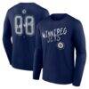 Winnipeg Jets Hustle Personalized Name & Number Long Sleeve T-Shirt - Navy - Front View