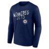 Winnipeg Jets Hustle Personalized Name & Number Long Sleeve T-Shirt - Navy - Side View