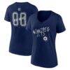 Winnipeg Jets Women's Hustle Personalized Name & Number V-Neck T-Shirt - Navy - Front View