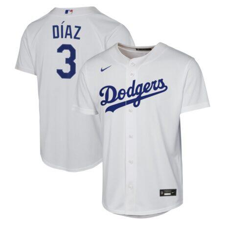 Edwin Díaz Los Angeles Dodgers Nike Youth Home Baseline Jersey - White - Front View