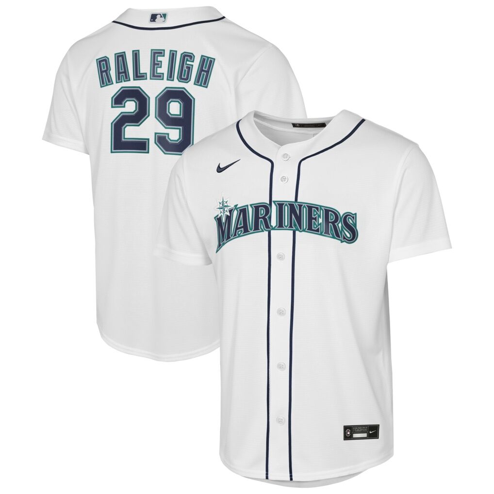 Cal Raleigh Seattle Mariners Nike Youth Home Baseline Jersey